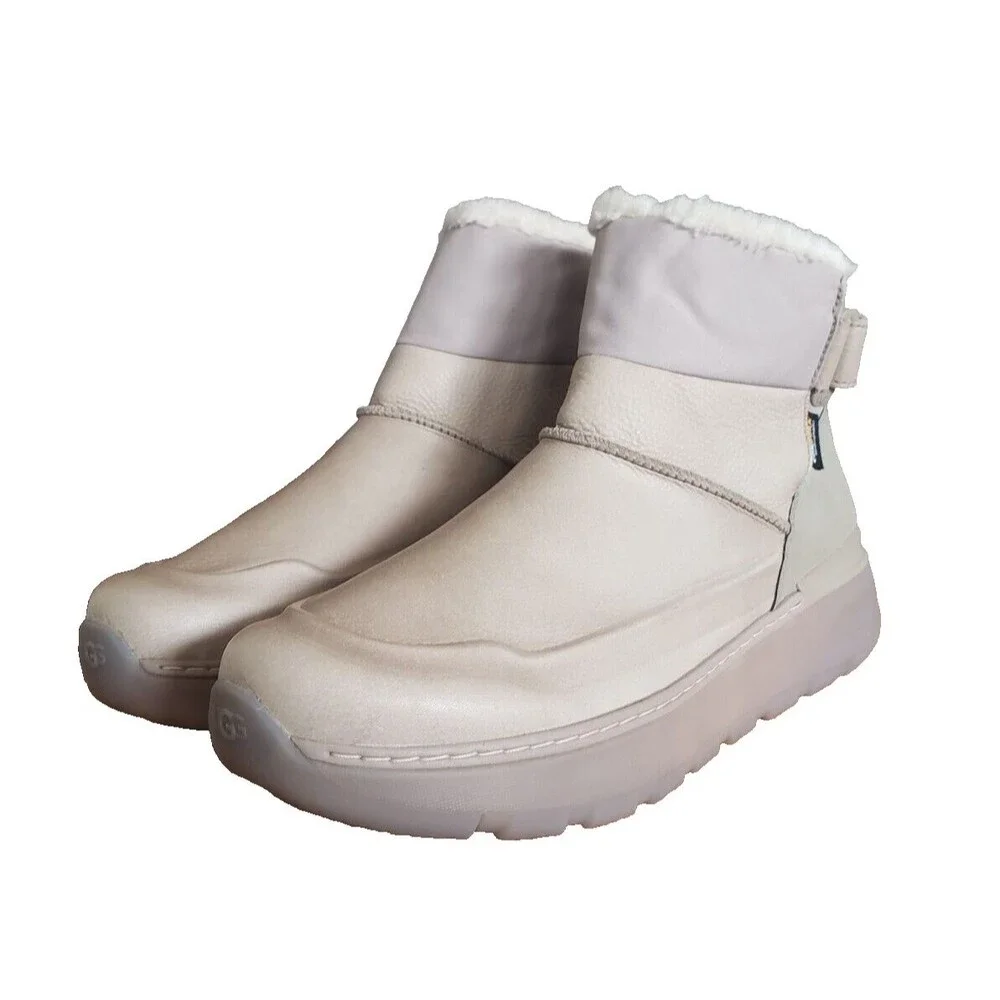UGG Men’s M City Mini Boots Size 14 Dune Tan Waterproof Leather Winter Shoes